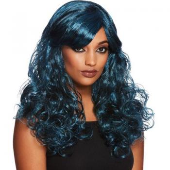 Peluca Rizada Gótica negra y azul de Smiffy's
