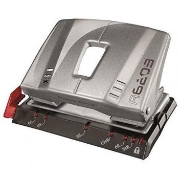 Maped - Perforadora de Papel - Advanced Metal 2 Agujeros para 20/25 Hojas - Agujereador de Papel Metálico - Regleta Ultra Legible - Tapa para Vaciar Confetis - Rápida y Precisa - Color Plata