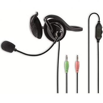Headset HAMA NHS-P100, con Neckband, Estéreo, Negro, Control de Volumen y Silencio, Ideal para Oficina y Teletrabajo