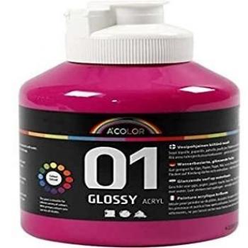 Pintura Acrílica Brillante A-Color, Rosa, 500 ml
