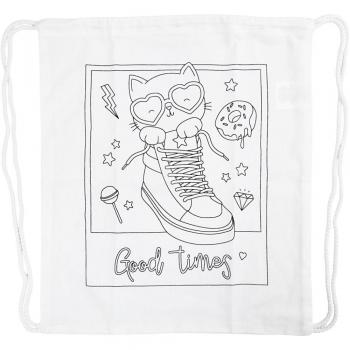 Bolsa de deporte con cordón (37 x 41 cm, 130 g), color blanco, 1 pieza