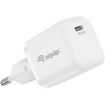 Equip 245520 Cargador de Pared Quick Charge PD, 1 Puerto USB-C, 20W, para Smartphone y Tableta, Color Blanco, Uso en Interiores