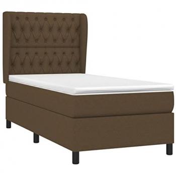 Cama box spring con colchón viscoelástico de tela marrón oscuro 100x200 cm