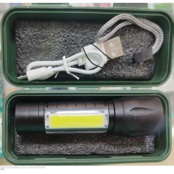 Linterna LED Recargable USB OcioDual SD-5631-NG Negra, 500-5000 Lúmenes, 3 Modos de enfoque, Foco ajustable, luz lateral, Mini Linterna, Alta Potencia,