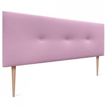 Cabecero de Polipiel Rosa Acolchado con Botones y Patas 150x105cm para Cama Moderna