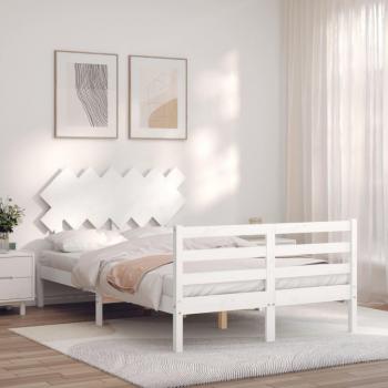 Cabecero de cama blanco 120x200 cm con estructura de madera maciza Vidaxl