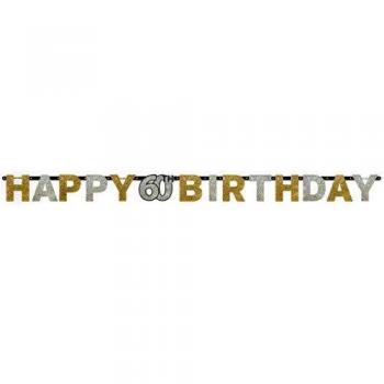 Amscan – 120205 2,4 M x 16 cm dorado celebración 60th cumpleaños Prismatic Carta Banner