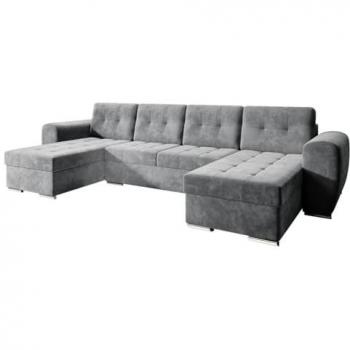 Sofá rinconero Arvada 117, gris, con función de descanso y caja de ropa de cama, dimensiones 326 x 157 x 97 cm