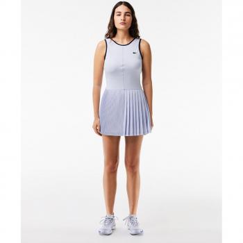 Lacoste - Vestido de tenis elástico ultra-dry con pantalón corto para mujeres en azul claro y azul oscuro