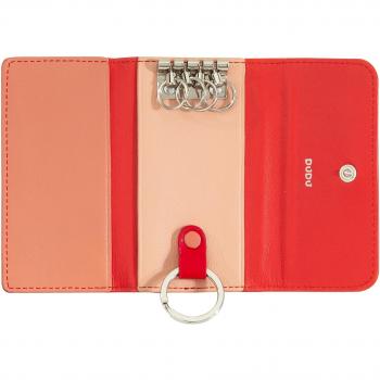 Llavero pequeño de piel Dudu con 5 ganchos, funda de cuero coloreada, diseño minimalista con botón