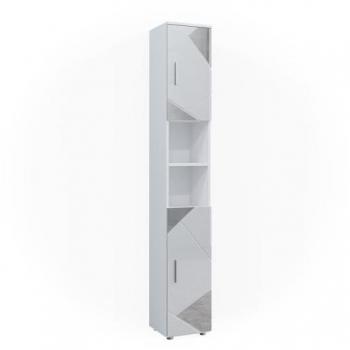 Armario de baño Irma, Blanco Brillante, 30 x 192 cm con Espejo Decorativo