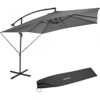 Tectake Parasol Apolo con manivela 2,5 x 2,5 m - parasol cuadrado de jardín, sombrilla metálica ajustable con gran zona de sombra, manivela manual de marcha suave para abrir