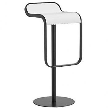 Lem 66-79 - Taburete de bar armazón de negro blanco/laminado Fenix/patas lacado negro/altura regulable de 66 a 79 cm