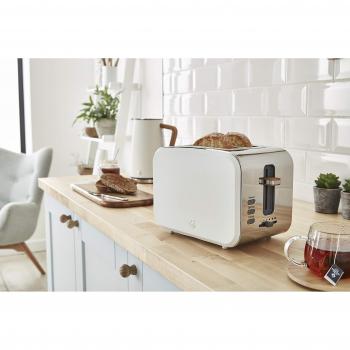 Tostadora Nórdica Swan ST14610WHTN 2 Rebanadas Blanca 900W con Funciones de Descongelar, Calentar y Cancelar