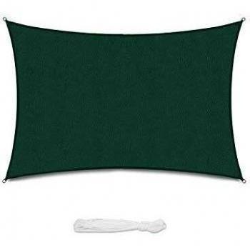 Sekey Toldo Vela de Sombra Rectangular HDPE Protección Rayos UV Resistente Permeable Transpirable para Patio, Exteriores, Jardín, con Cuerda, 2×4m Verde