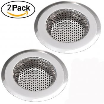 NHsunray Haodex, Filtro de Drenaje de Cocina de Acero Inoxidable Extraíble, Cromo, 2pcs