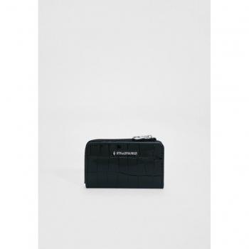 Stradivarius Black Crocodile Effect Card Holder OS