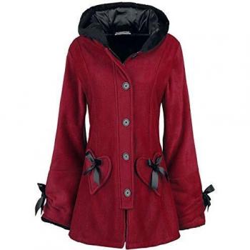 Poizen Industries Alison Coat Mujer Abrigos y Chaquetas Rojo XL, 100% poliéster,