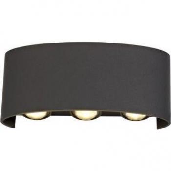 Aplique de jardín Leoni Antracita 6 bombillas, 8cm, led con iluminación ascendente y descendente, 6W, 3000K, 500lm, IP54