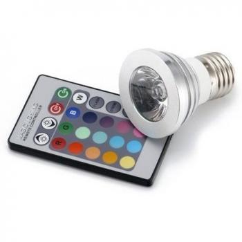 Bombilla eléctrica LED E27 con mando a distancia, multicolor