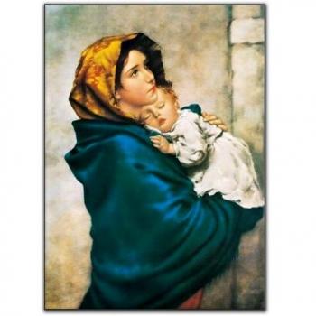 Panel Decorativo Religioso Madonna del Descanso, Listo para Colgar, 50x70 cm