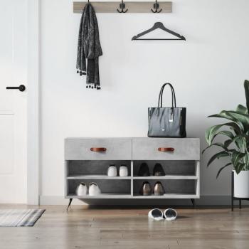 Banco zapatero de madera de ingeniería 102x35x55 cm en color gris hormigón