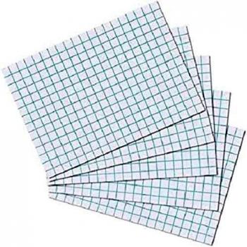 Estuche Exacompta de 100 fichas Exacompta cartulina Bristol cuadricula 5x5 sin taladro 55x74mm