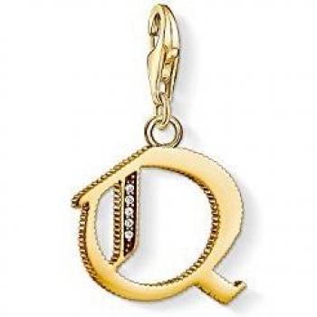 Thomas Sabo - Colgante Charm letra Q de plata con baño de oro de 18K