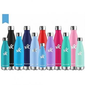 KollyKolla Botella de Agua Acero Inoxidable, Termo Sin BPA Ecológica, Botellas Termica Reutilizable Frascos Térmicos para Niños, Deporte, Oficina, Yoga, Gimnasio, Ciclismo,