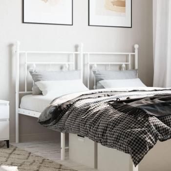 Cabecero de metal blanco 135 cm Vidaxl con diseño elegante, estructura resistente, acabado en pintura blanca, dimensiones de 135 cm de ancho, fácil instalación y compatibilidad con colchones estándar