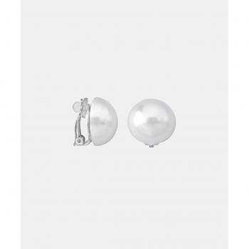 Pendientes mujer Majorica de perla blanca Mabé 18mm en plata