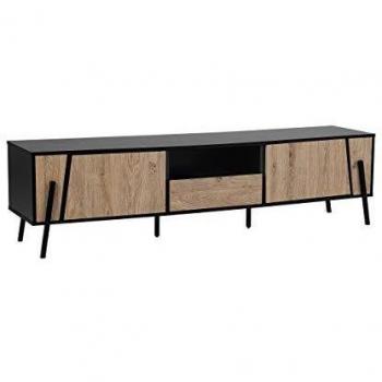 Beliani Mueble TV Madera Clara/Negro Blackpool