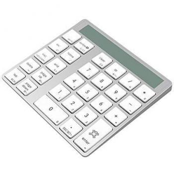 Xtrememac XMNUMBTCAL - Teclado numérico y calculadora de Aluminio con Pantalla Digital y Bluetooth, Color Gris