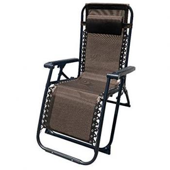 Tumbona Plegable de Acero con Cojín Gravedad Cero para Jardín y Piscina 90x66x108 cm Color Marrón