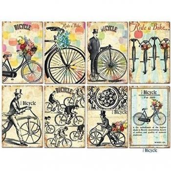 Paper Moon - Papel Scrapbooking Calidad x 8 hojas de 7 cm x 10.5 cm - Bicycle