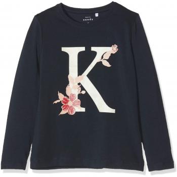 NAME IT Nmfvix LS Top Box N, Camisa Manga Larga para Niñas, Azul Dark Sapphire, 110