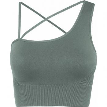 Top Salma Iceberg Verde Hielo Asimétrico con Tirantes Cruzados y Copas Removibles