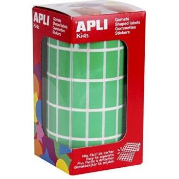 APLI Kids - Rollo de gomets rectangulares 20x10 mm, color verde