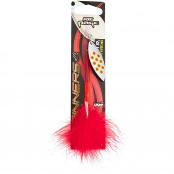 Fox Rage Spinner Silver/puntos rojos y pluma HS 1 BS 5 peso 7,82