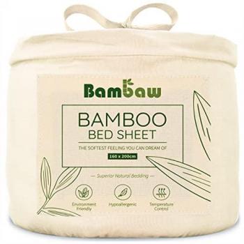 Sábana bajera de bambú marfil 160x200 - Funda de colchón de bambú