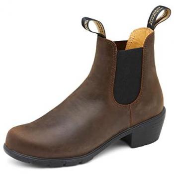 Blundstone Women's 1673 Water-Resistant Antique Brown Heeled Chelsea Boots