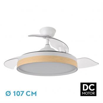 Ventilador de Techo DC Iglu 72W Blanco/Haya 3 Aspas Desplegables