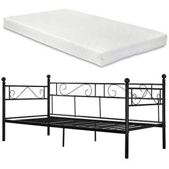 Sofá cama individual Granada con colchón de espuma fría 90 x 200 cm en acero negro