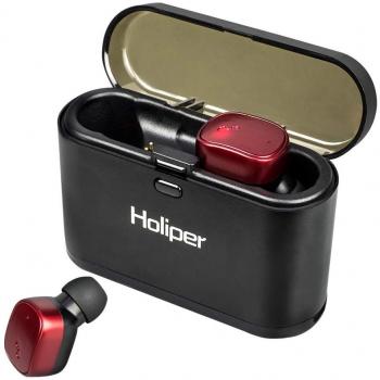 Holiper V5.0 Auriculares Bluetooth Inalámbricos con Caja Carga, Wireless Auricular in Ear, Bateria Larga Duracion, Sonido estéreo HD, Graves Profundos, Micrófono Incorporado, Rojo