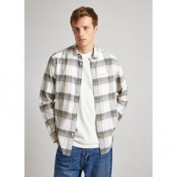 Camisa de hombre Pepe Jeans Perry blanco con estampado de cuadros multicolor