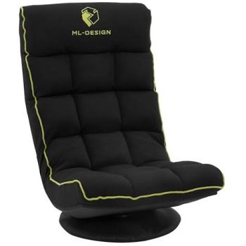Silla de Suelo Gaming ML-Design Negro-Verde, Giratoria 360°, Plegable, con Reposacabezas y Dossier Ajustable