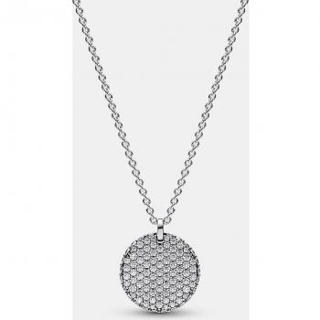 Pandora Timeless Circle Pave Necklace 392632C01-45 in Silver with Zirconia