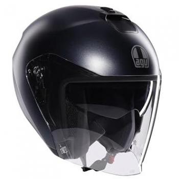 AGV Casco Jet Irides Negro Adulto - Casco jet, color negro iridiscente, diseño moderno, adecuado para adultos