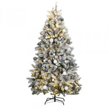 vidaXL Artificial Hinged Christmas Tree 300 LEDs & Ball Set 240 cm