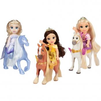 Jakks Pacific - Muñecas (Rapunzel, Bella o Elsa) con su caballo Princesas Disney